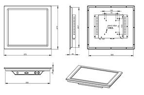IP65 15-Zoll-Industrie-Touchscreen-Display eingebettet / an der Wand montiert