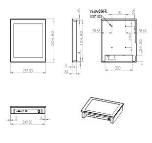 10.4&quot; Touchscreen Industrial Monitor 1024x768 Auflösung VGA HDMI-Eingänge