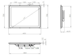 Eingebaute / Wandmontage Industrie-Display-Monitore 17 Zoll Touch HDMI-Schnittstelle